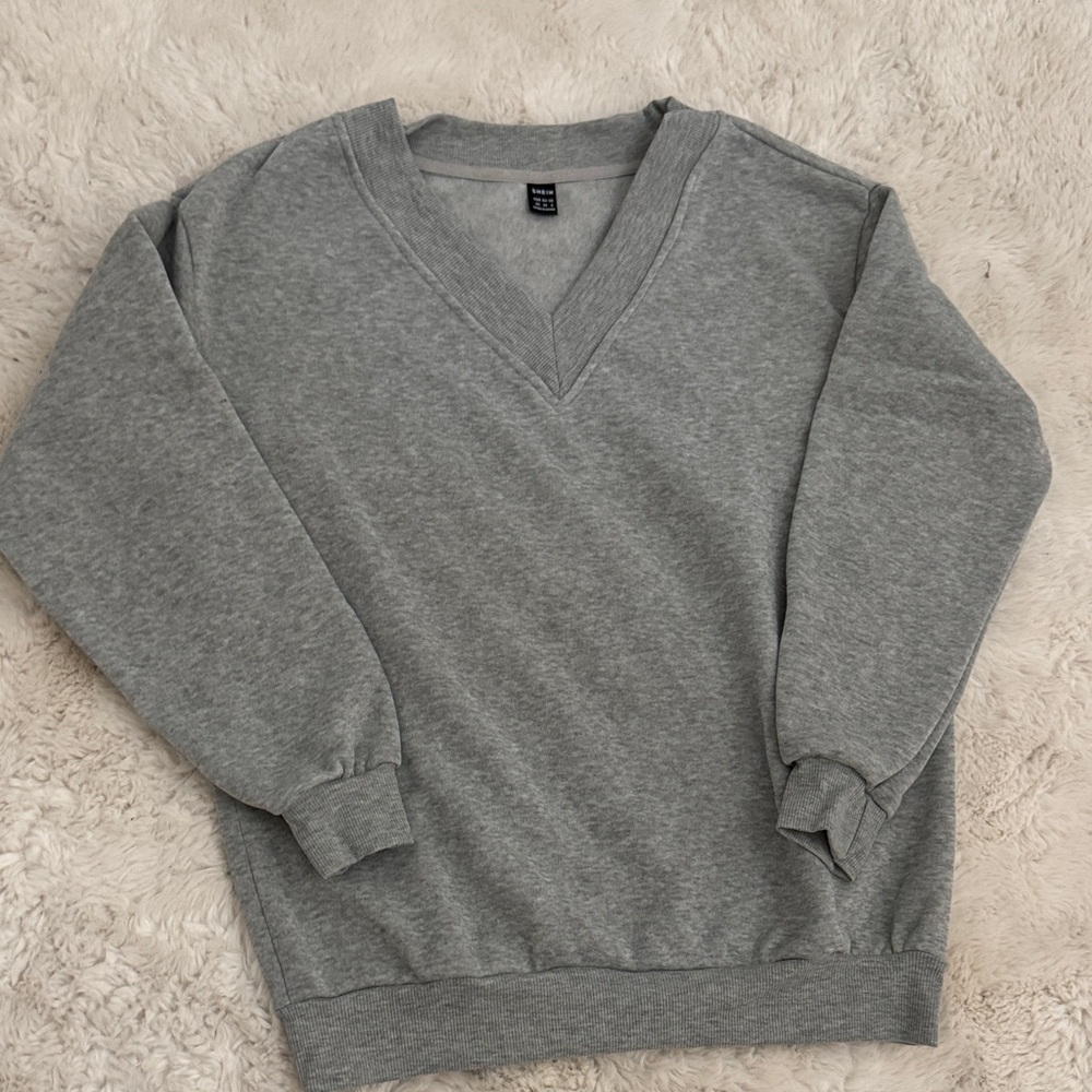 SHEIN Gray V-Neck Sweater